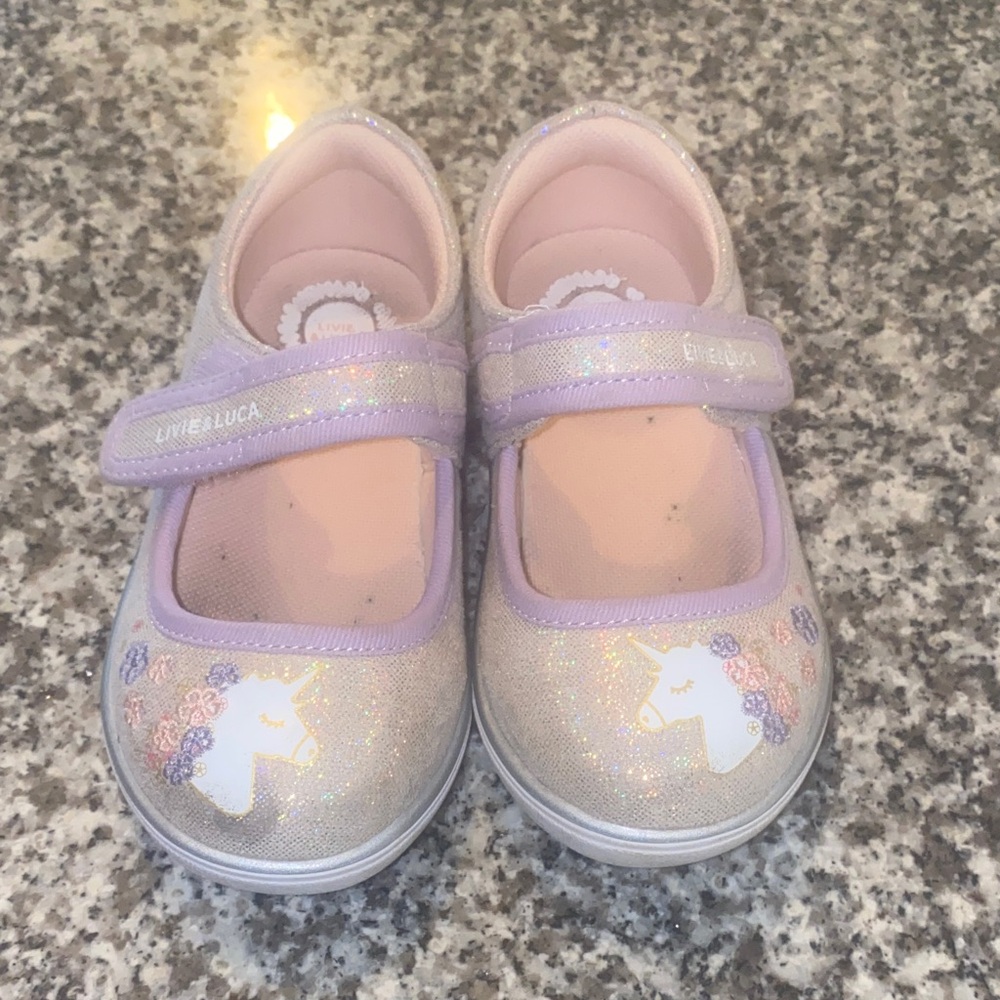 Livie & Luca Silver Pink Dress Shoes with Velcro Strap